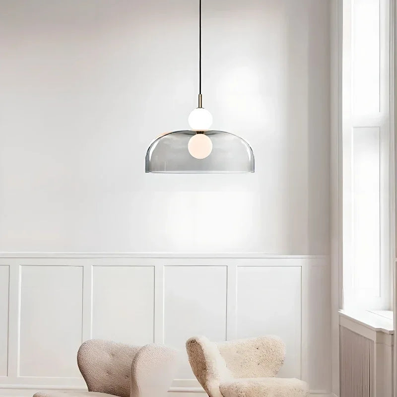 Nordic Glass Chandelier Double Balls Pendant Light Suspension Hanging Lamp for Kitchen Dining Room - vue 3 sur 8