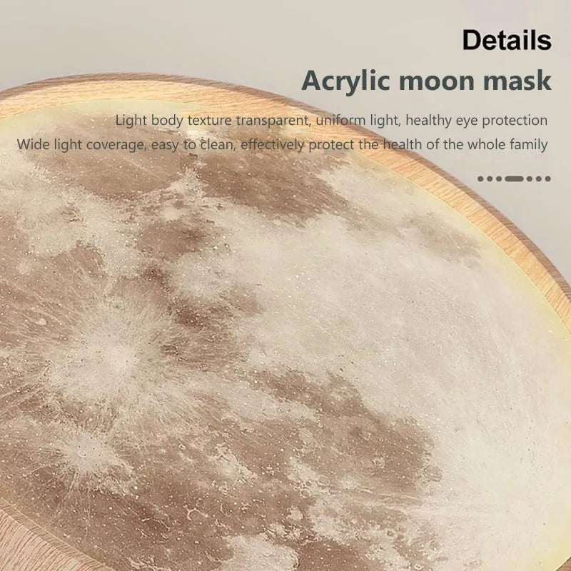 Plafonnier LED nordique en forme de lune en bois - vue 5 sur 14