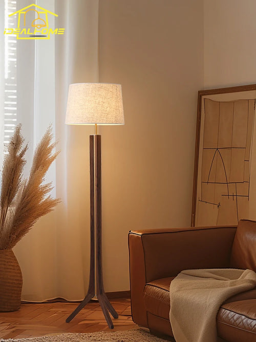 lampadaire médiéval en bois massif wabi-sabi design vintage pour intérieur - vue 2 sur 6