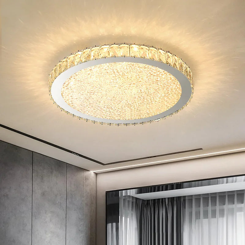 Plafonnier rond ultra-mince en cristal led moderne - vue 3 sur 5