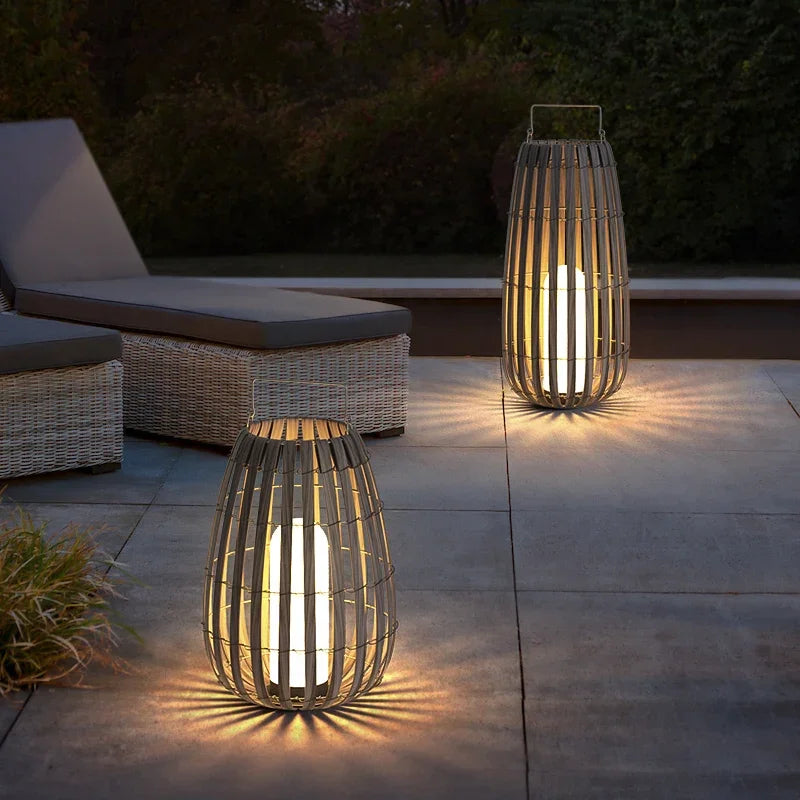 Outdoor Home Garden Solar lights, Rattan IP65 Waterproof Street Lamp Villa Courtyard Landscape Lawn Light For Garden Patio Fence - vue 6 sur 13