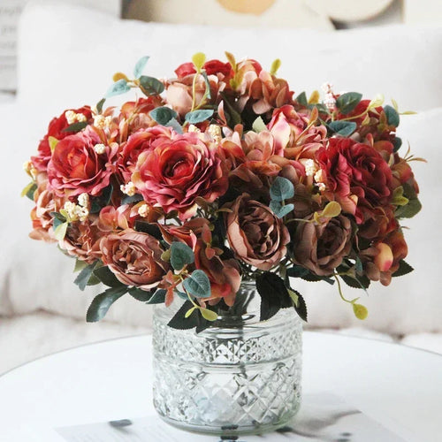 bouquet de pivoines roses en soie pour décoration intérieure - vue 6 sur 12