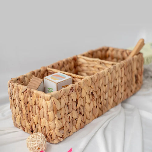 panier de rangement tissé à la main trois compartiments en rotin - vue 3 sur 5
