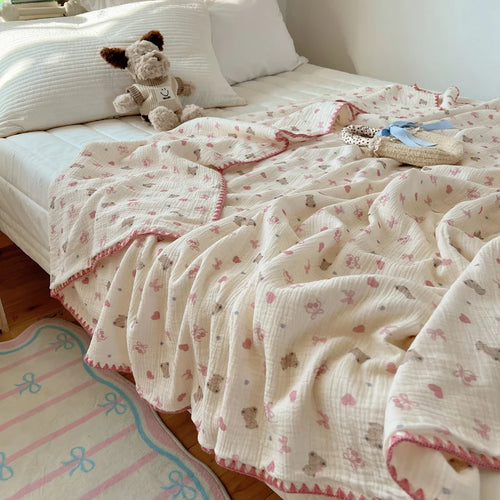 plaid coton gaufré motifs carreaux enfants été maison - vue 3 sur 6