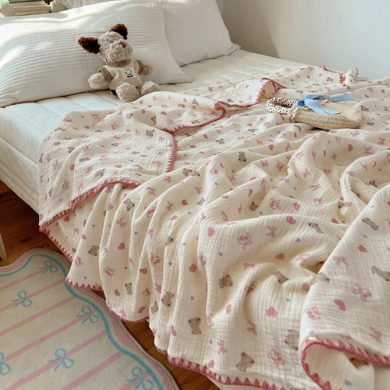 Plaid coton crepe leger motifs carreaux enfant ete