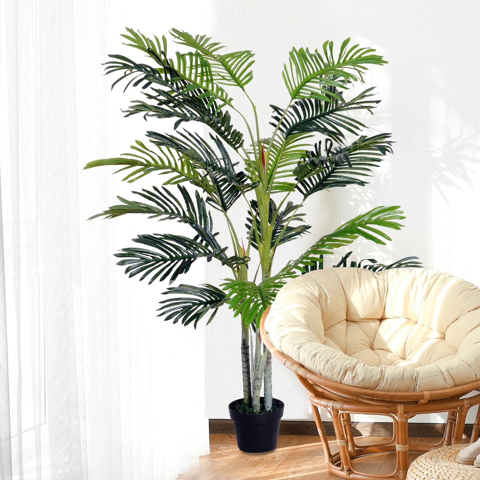 plante artificielle palmier avec pot et mousse décorative - vue 3 sur 6