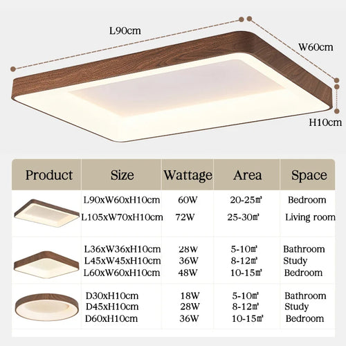 plafonniers led imitation bois éclairage rond rectangle carré - vue 5 sur 13