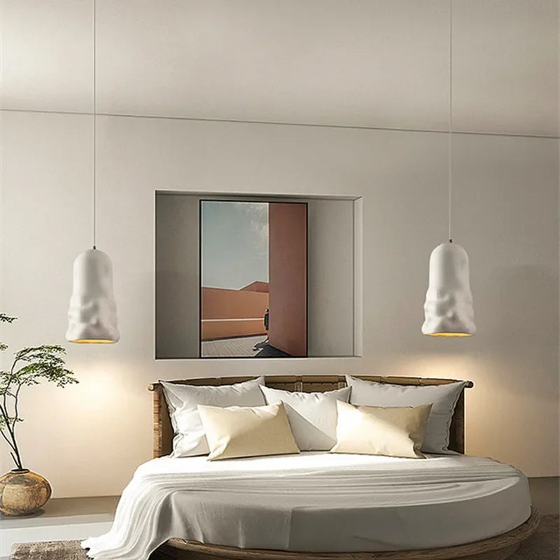 Nordic Wabi Sabi Dining Room Pendant Lights French Creamy Wind Loft Bedroom Cafe Chandelier Lamp Bar Table LED Home Decor Lamps - vue 3 sur 10