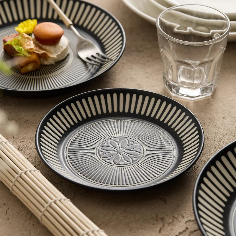 Assiette ceramique relief style japonais retro premium - vue 4 sur 7