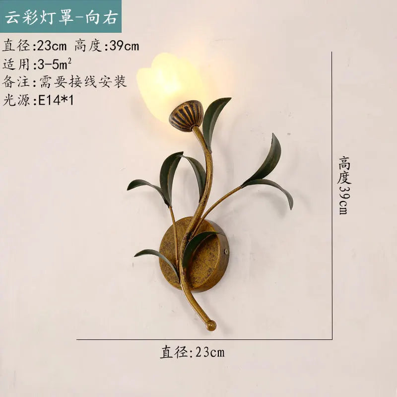 applique murale à led rétro avec fleurs pour décoration élégante - vue 9 sur 12