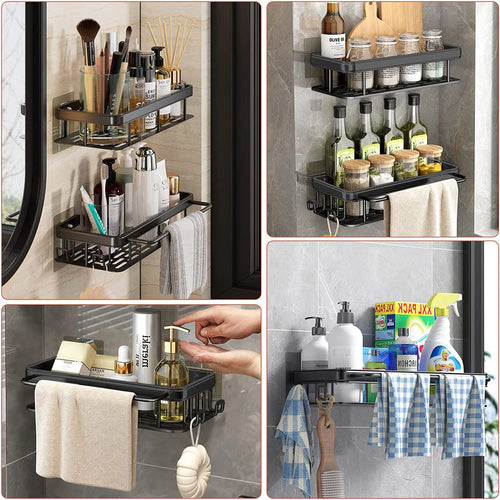 étagère d'angle murale sans perçage pour douche et serviettes - vue 5 sur 18