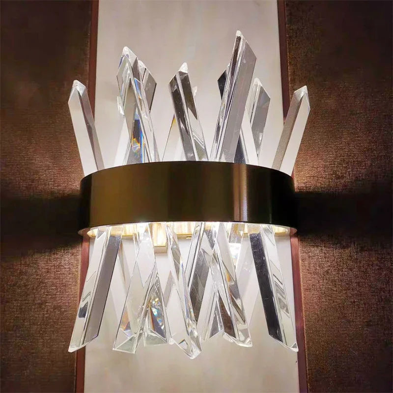 applique murale en cristal doré pour intérieur moderne - vue 2 sur 6