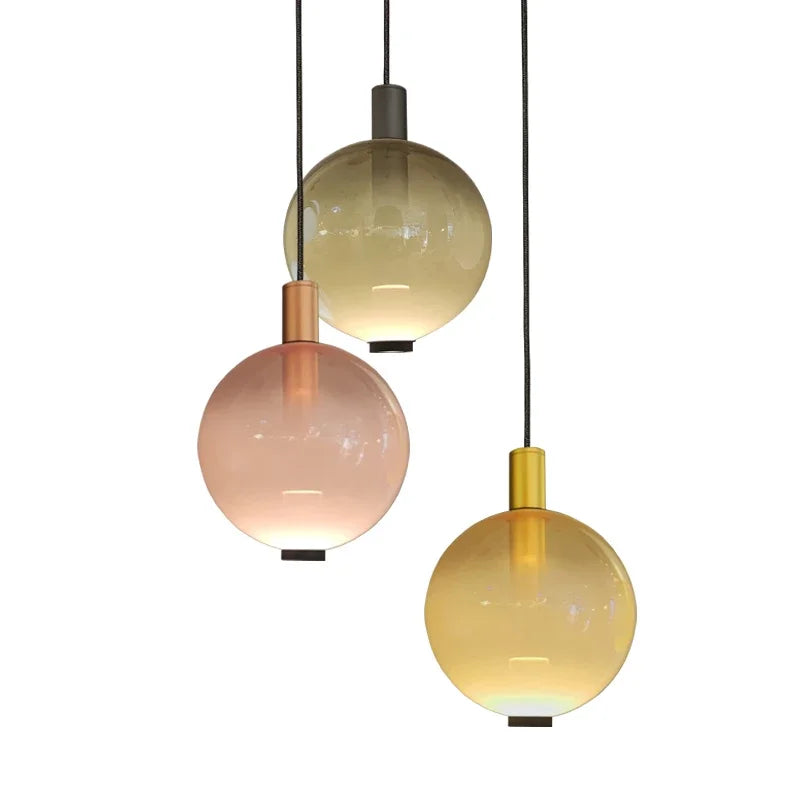 Italy Stained Glass Ball Pendant Lights for Living Room Decoration Kitchen Led Hanging Lamp Bedroom Bar Suspension Luminaire - vue 6 sur 10