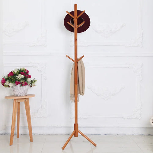 cintres en bois support à chapeaux et manteaux avec crochets - vue 5 sur 9