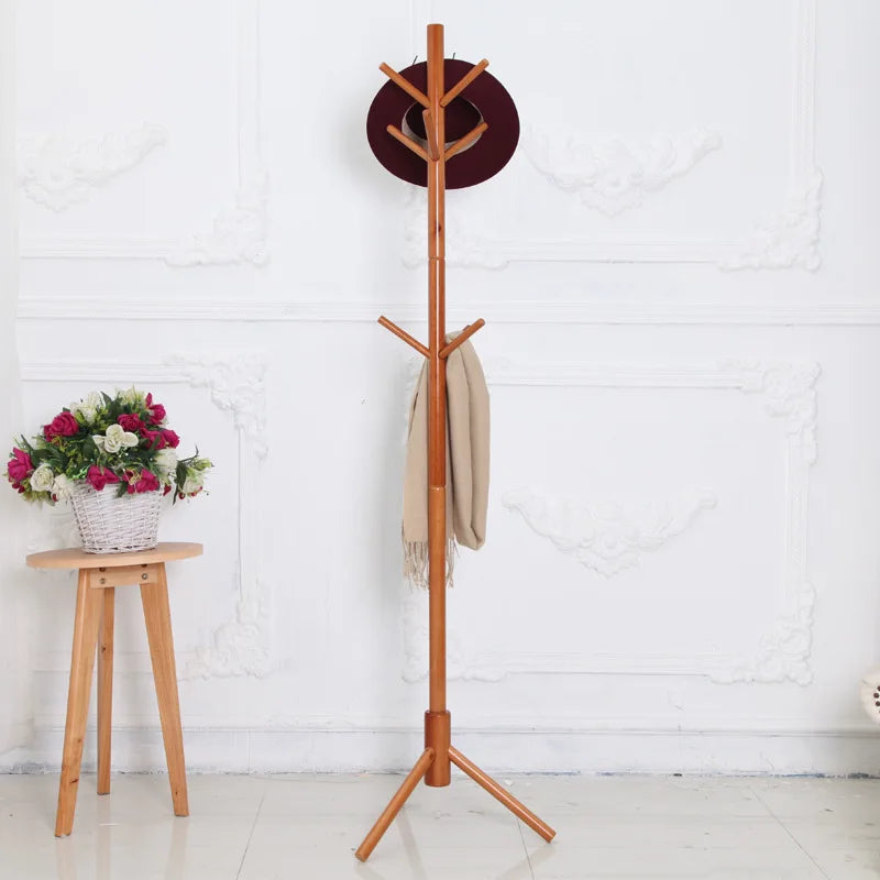 cintres en bois support à chapeaux et manteaux avec crochets - vue 4 sur 9