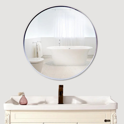 miroir rond moderne avec cadre en aluminium pour décoration murale - vue 7 sur 6