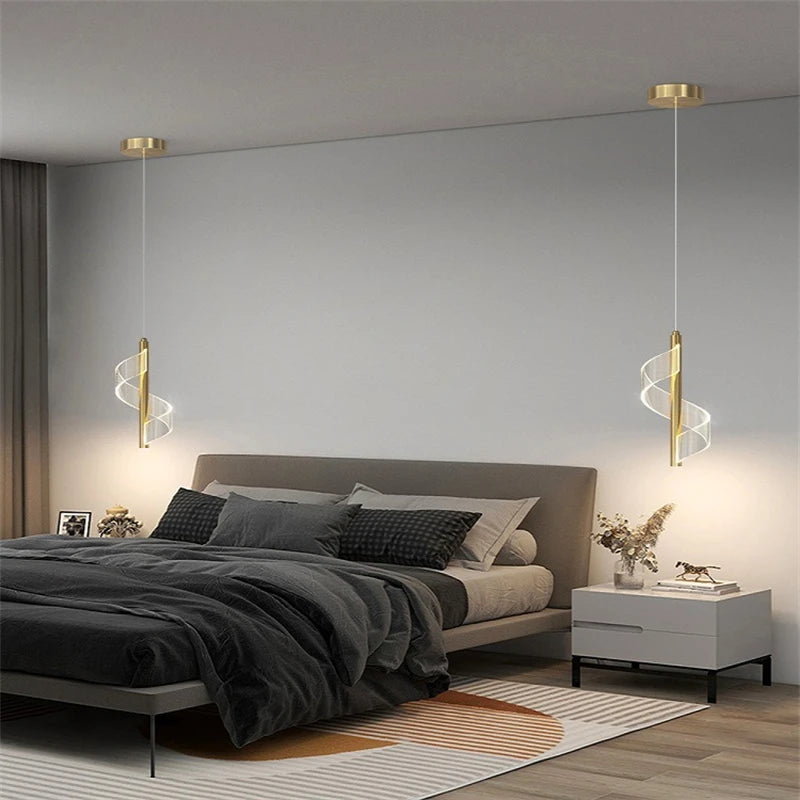 lustre moderne nordique twist light en acrylique pour intérieur élégant - vue 5 sur 12