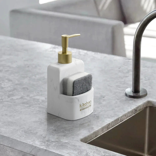 distributeur de savon liquide avec rangement pour accessoires de cuisine - vue 4 sur 14