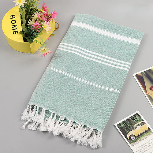 serviette de plage turque rayures franges seche rapide