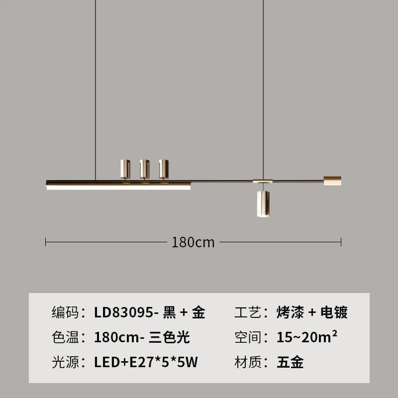 lustre minimaliste en métal pour éclairage moderne chic - vue 9 sur 11