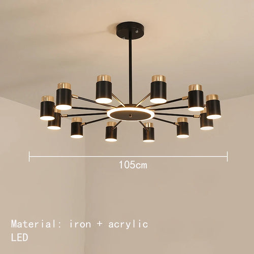 lustre led rotatif en métal pour éclairage de restaurant