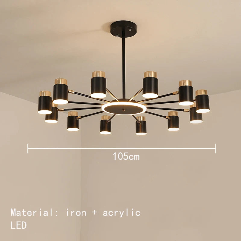 lustre led rotatif en métal pour éclairage de restaurant