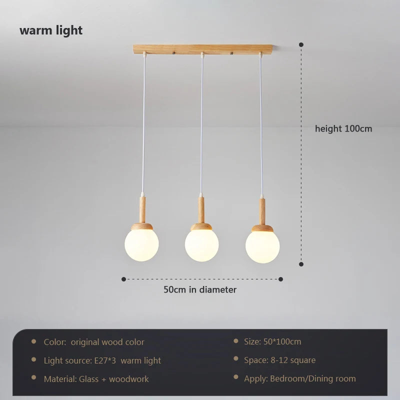 Suspension nordique atmosphérique chinoise à trois têtes salle à manger salle à manger moderne simple bar personnalisé créatif cuisine lumière - vue 14 sur 15
