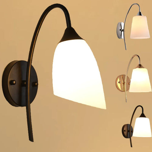 lampe de chevet américaine antique en verre et fer led pour hôtel - vue 2 sur 9
