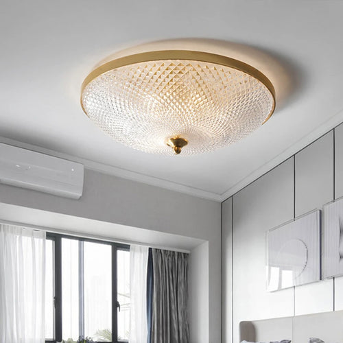 plafonnier en cuivre et verre pour décoration loft moderne - vue 3 sur 7