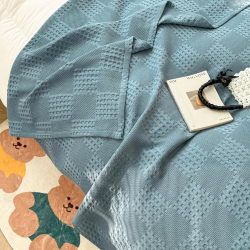 plaid coton gaufré léger pour canapé et chambre - vue 8 sur 7