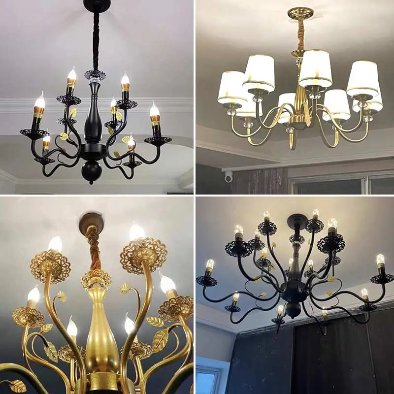 lustre rétro en tissu pour décoration intérieure campagne - vue 6 sur 18