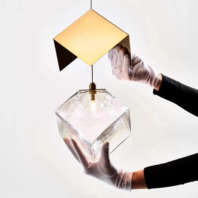 Scandinavia Magic Square Chandelier Crystal Box Pendant Lamp Ceiling Suspension Hanging Light for Loft Staircase Living Room - vue 3 sur 12