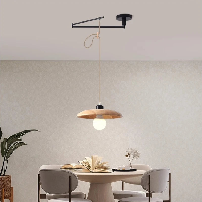 lustre en bois de noyer rétractable à bras pivotant moderne - vue 3 sur 16