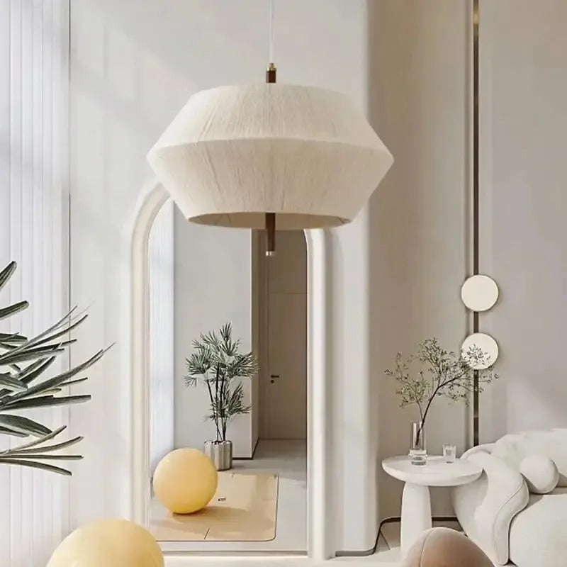 suspension en corde de chanvre et bois massif design wabi-sabi - vue 5 sur 9