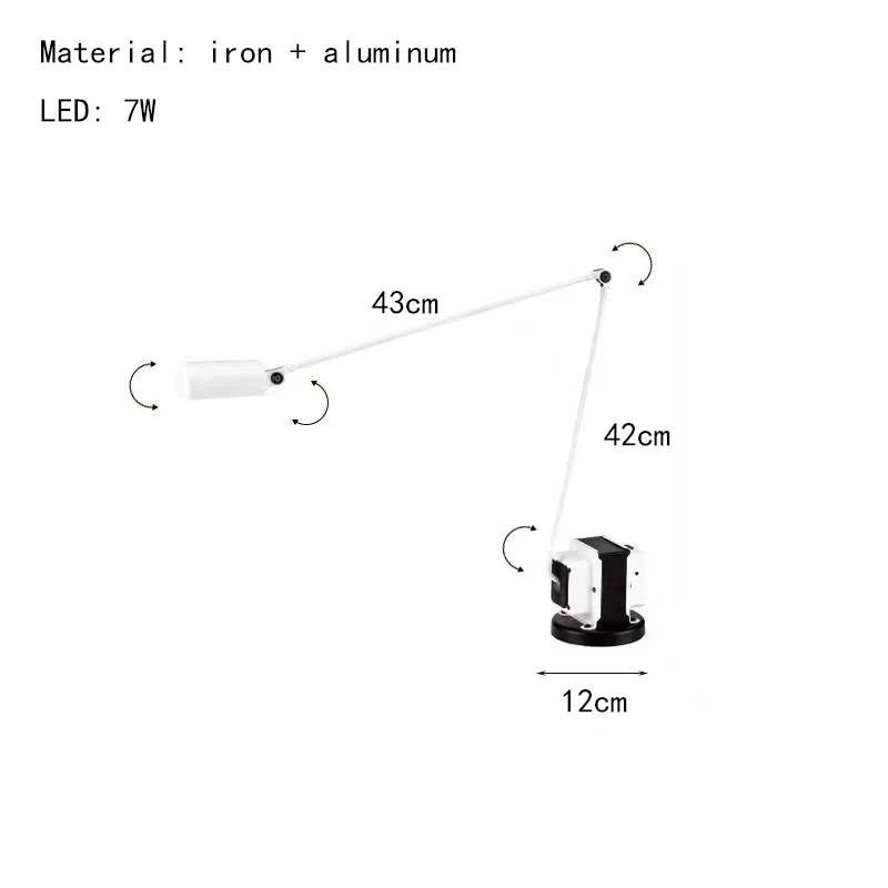 lampadaire led minimaliste long bras métal prise adaptée - vue 12 sur 13