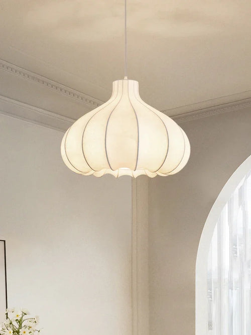lustre japonais en soie d'oignon style wabi sabi pour intérieur élégant - vue 2 sur 9
