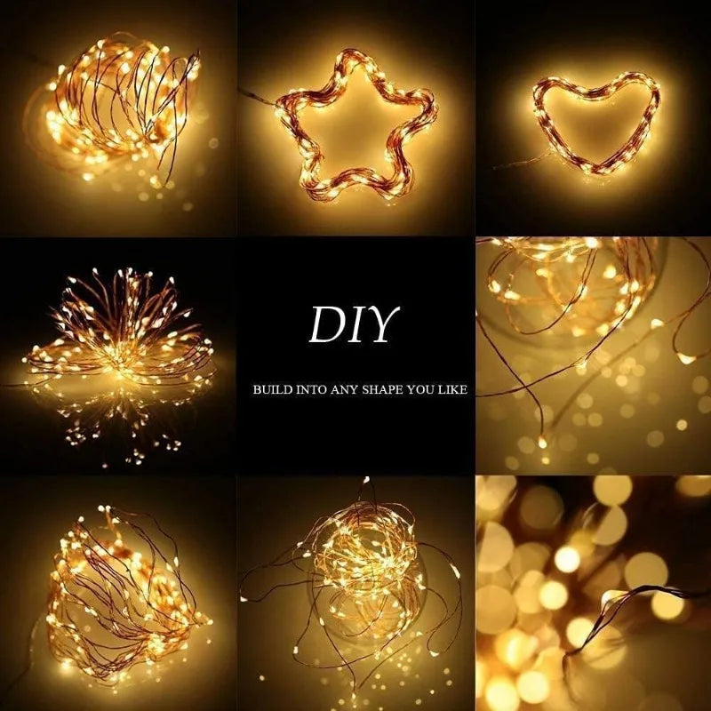 guirlande lumineuse led avec fil de cuivre pour décoration festive et chaleureuse - vue 5 sur 14