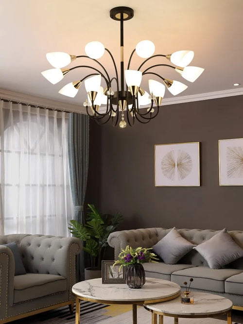 lustre en cristal moderne en cuivre pour éclairage intérieur - vue 4 sur 14