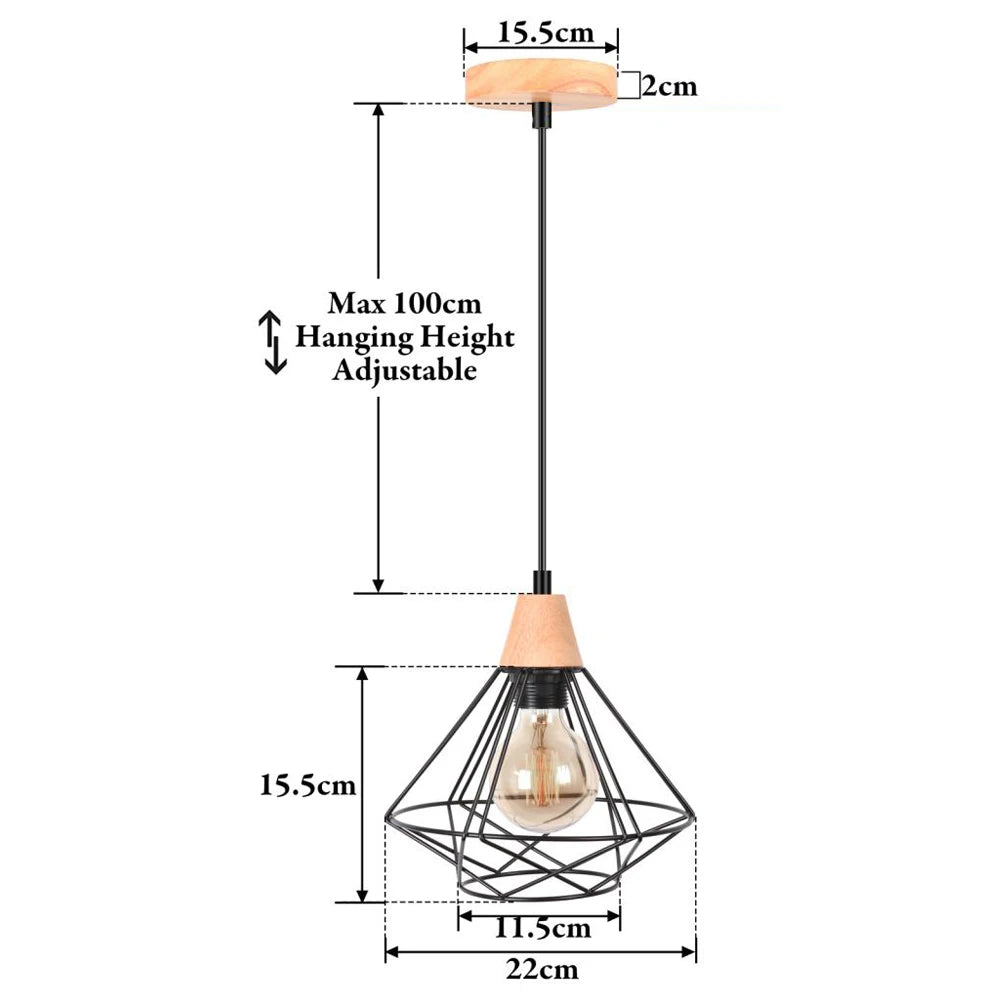 suspension vintage nordique en bois pour éclairage intérieur - vue 11 sur 20