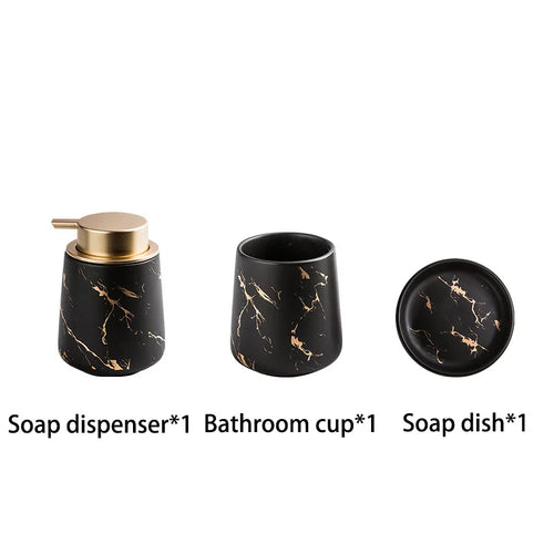 distributeur de savon en céramique et accessoires de bain complets - vue 19 sur 18