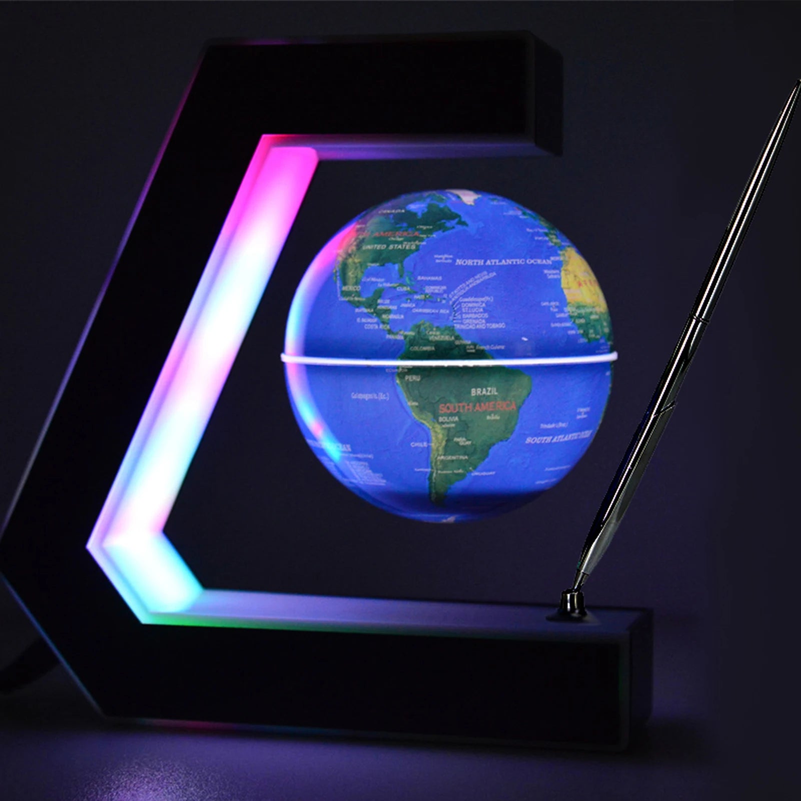 globe flottant à lévitation magnétique avec éclairage LED décoratif - vue 2 sur 9