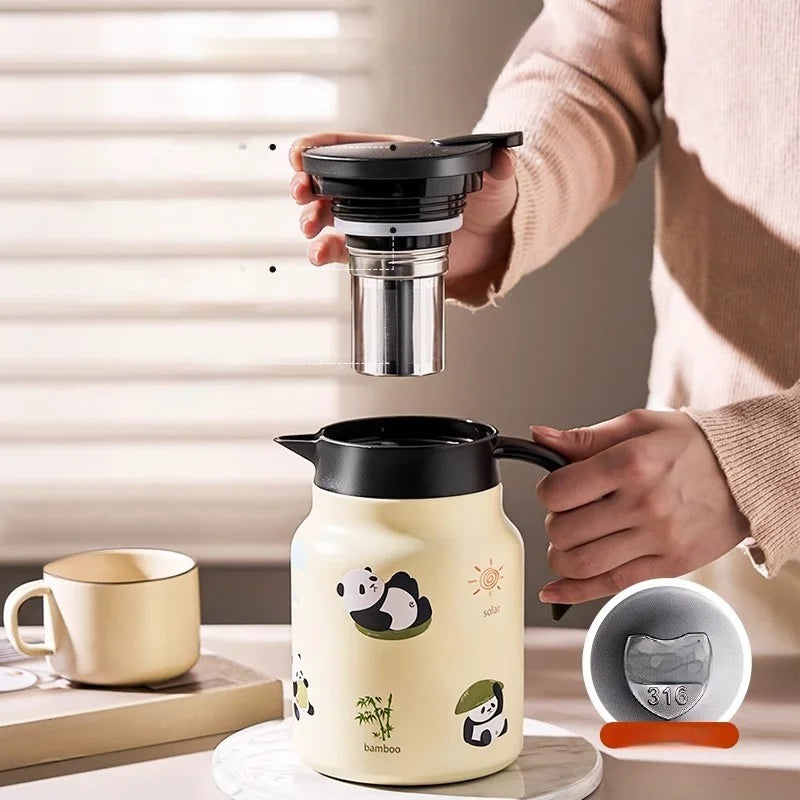 Theiere isotherme panda acier inoxydable grande capacite 1l - vue 4 sur 6