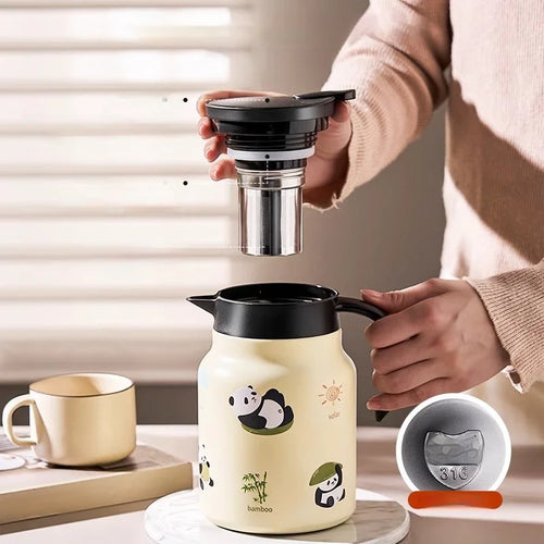 Theiere isotherme panda inox 1l grande capacite maison - vue 5 sur 6