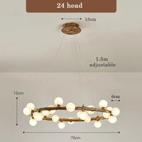 lustre de style wabi-sabi en bois artificiel pour intérieur