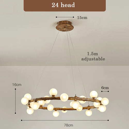 lustre de style wabi-sabi en bois artificiel pour intérieur