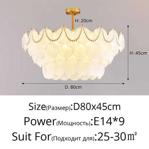 lustre de luxe en forme de coquille en cristal feng shui - vue 11 sur 11