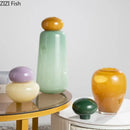 vase elliptique en verre avec couvercle pour fleurs décoratives