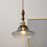 suspension en noyer et verre pour intérieur moderne