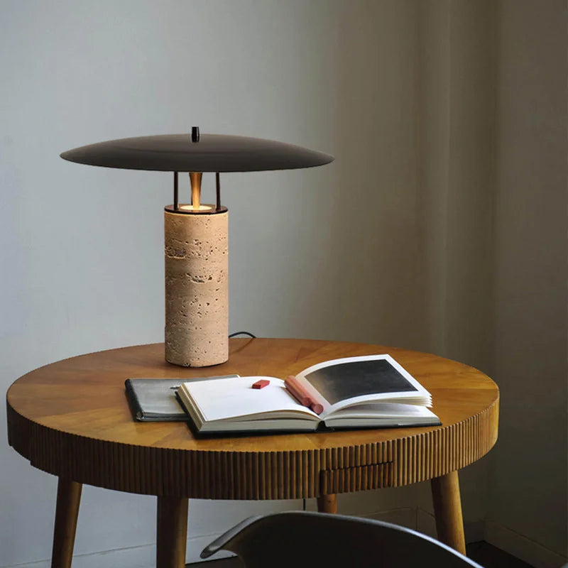 lampe à poser design en pierre de fer noir à LED - vue 5 sur 6