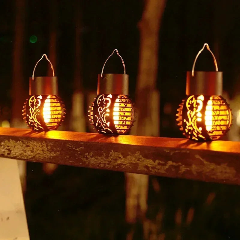 lampe solaire jardin flamme vacillante lanterne extérieure étanche - vue 3 sur 8